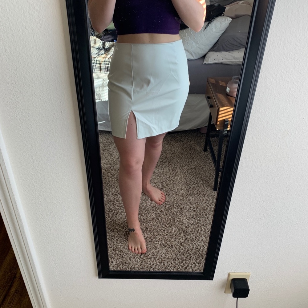 White leather skirt
